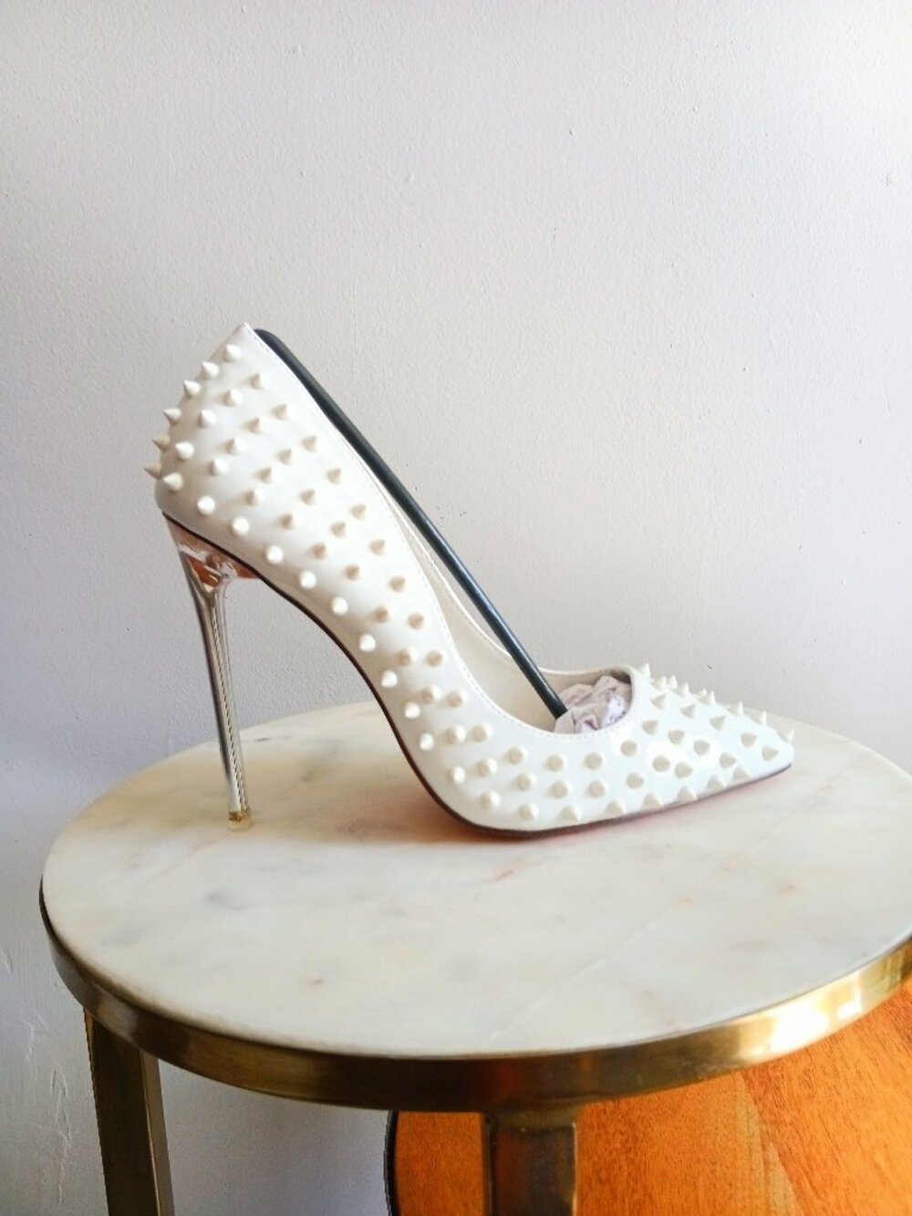 Liliana Markel White Studded Rivet Stilettos